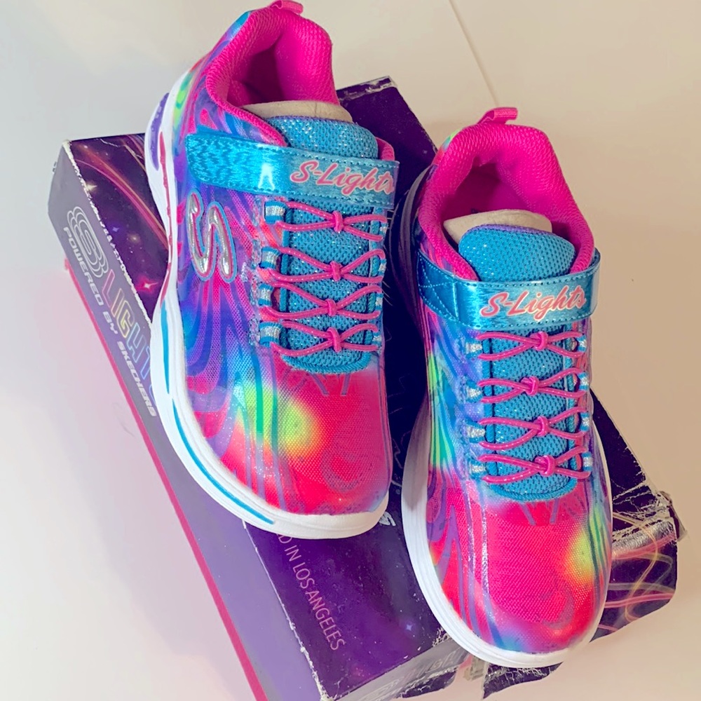 Sketchers Kids Girls’ Power Petals Flowerspark Multi-Colored Light Up Sneakers